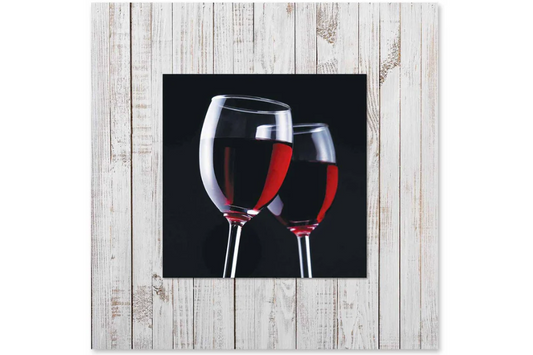 ZYPHO Two Glasses of Wine with Background Miniature Fine Wall Art TG