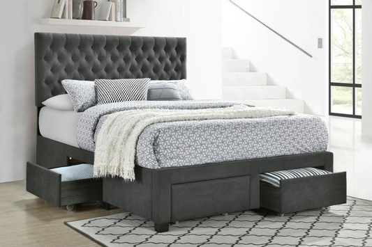 Soledad Upholstered Queen Storage Panel Bed Grey 305877Q
