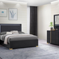 Cama con panel LED Marceline Wood negro 222831F Próximamente 