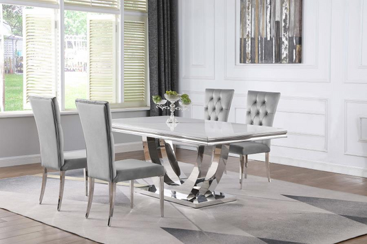 Kerwin 5-piece Rectangular Dining Table Set Grey and Chrome 111101-S5G