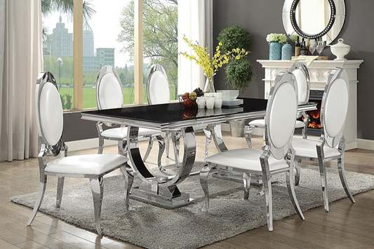 Antoine 5-piece Rectangular Glass Top Dining Set Chrome 107871-S5