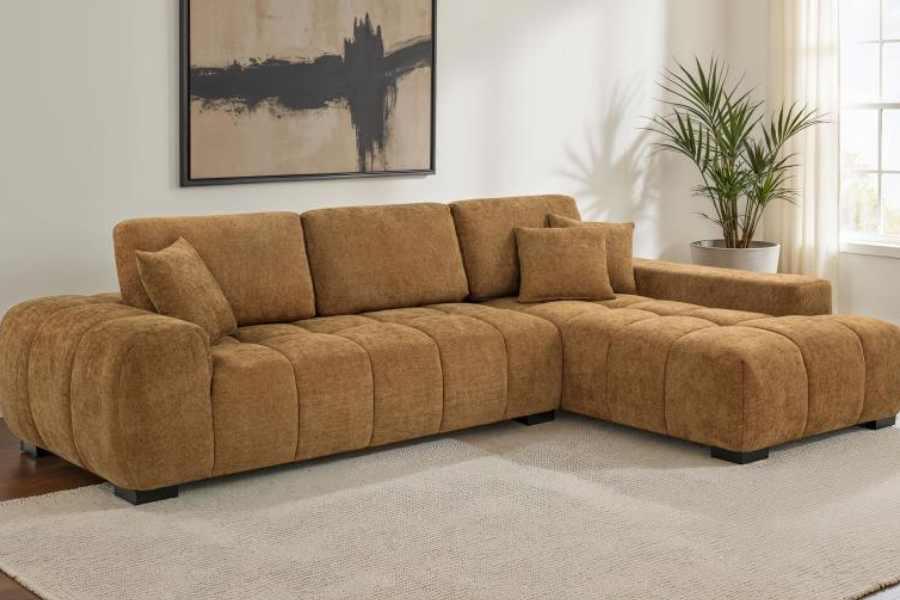 Octavia Upholstered Sectional Chaise Sofa Amber 509340