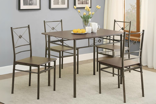 Anna 5-piece Rectangular Dining Table Set Dark Bronze 100033