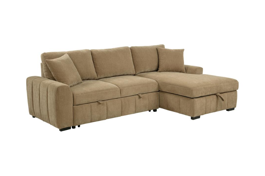 Pastrana Upholstered Sleeper Sectional Sofa RAF Chaise Camel 500348