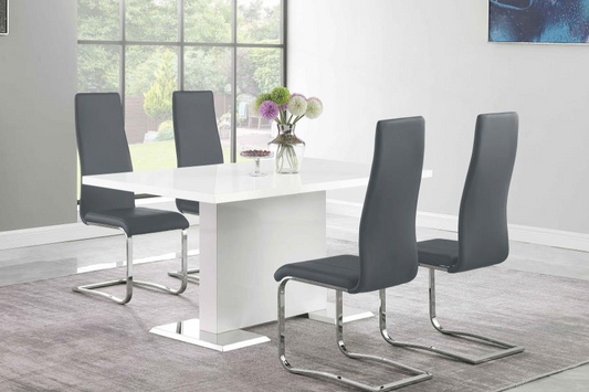 Anges 5-piece Dining Table Set White High Gloss and Grey 102310-S5G