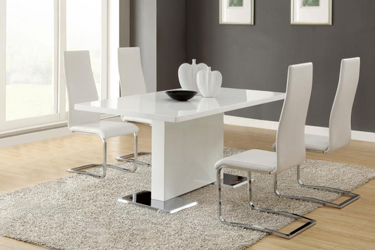 Anges 5-piece Dining Table Set White High Gloss and White 102310-S5W