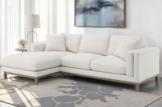 Geneva Boucle Upholstered Sectional Chaise Sofa Sand 551777