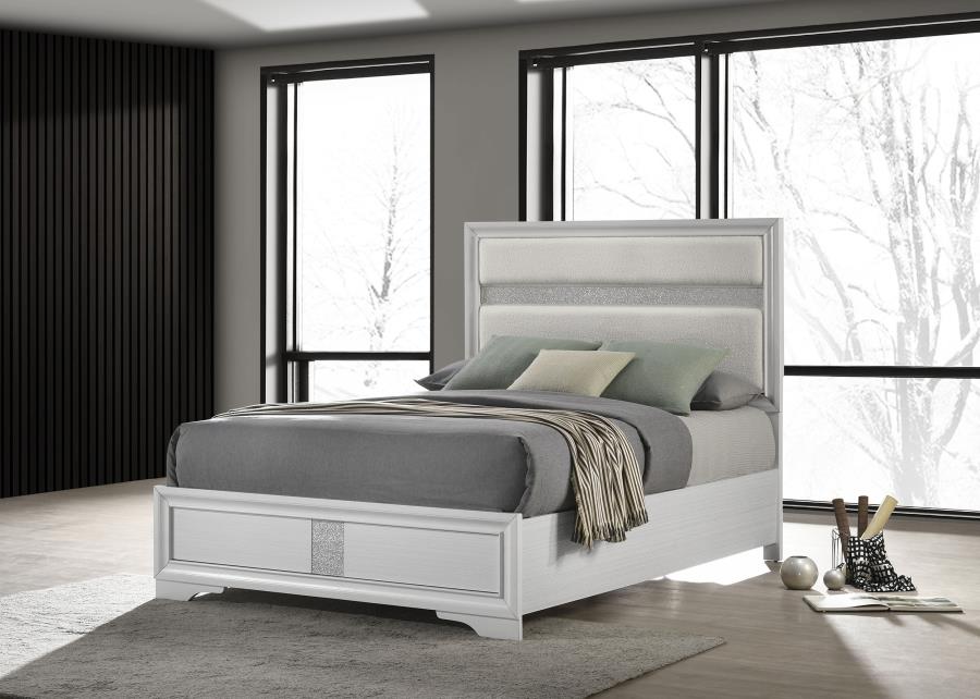 Miranda 54-inch Upholstered Panel Bed White 205110 - Venini Furniture 