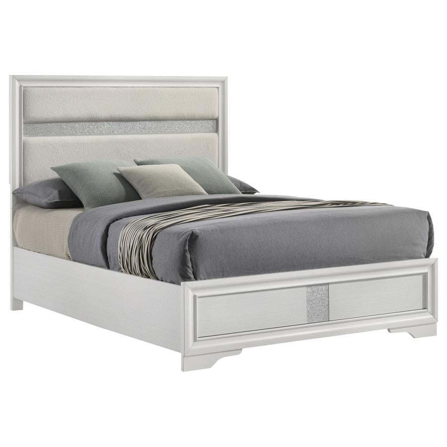 Miranda 54-inch Upholstered Panel Bed White 205110 - Venini Furniture 