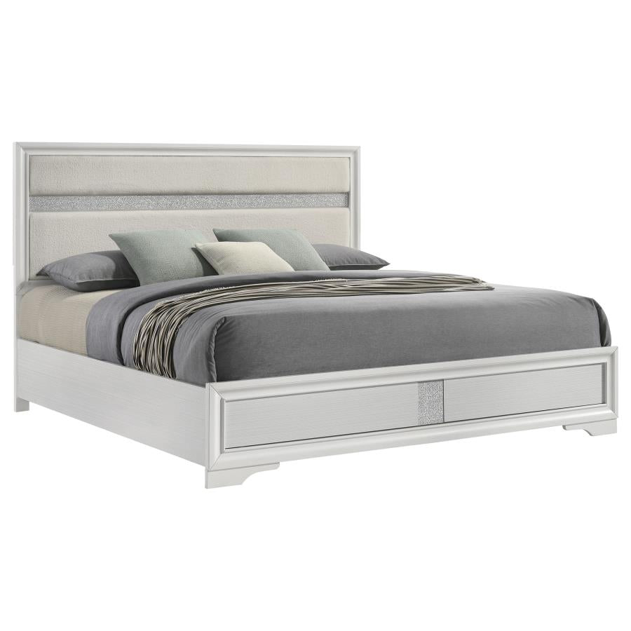 Miranda 54-inch Upholstered Panel Bed White 205110 - Venini Furniture 