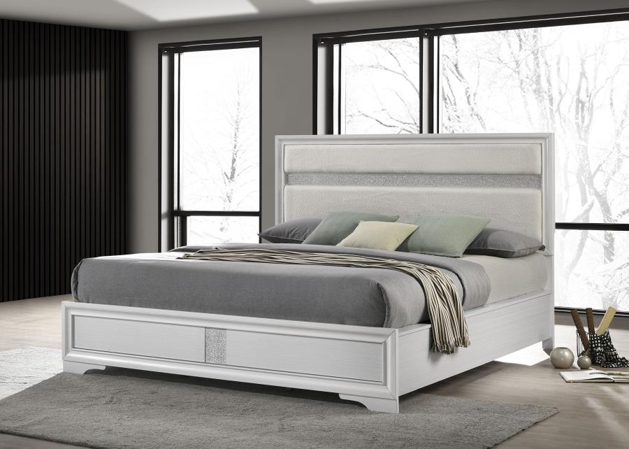 Miranda 54-inch Upholstered Panel Bed White 205110 - Venini Furniture 