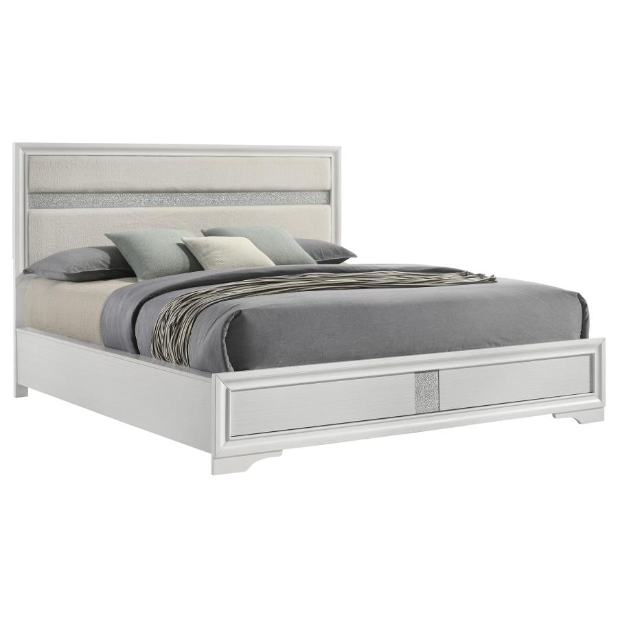 Miranda 54-inch Upholstered Panel Bed White 205110 - Venini Furniture 