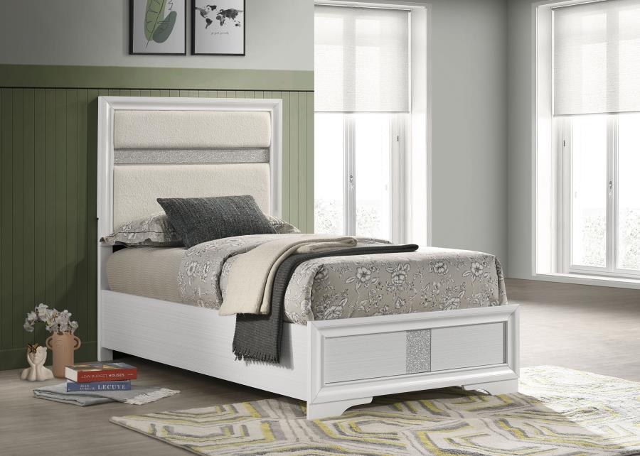 Miranda 54-inch Upholstered Panel Bed White 205110 - Venini Furniture 
