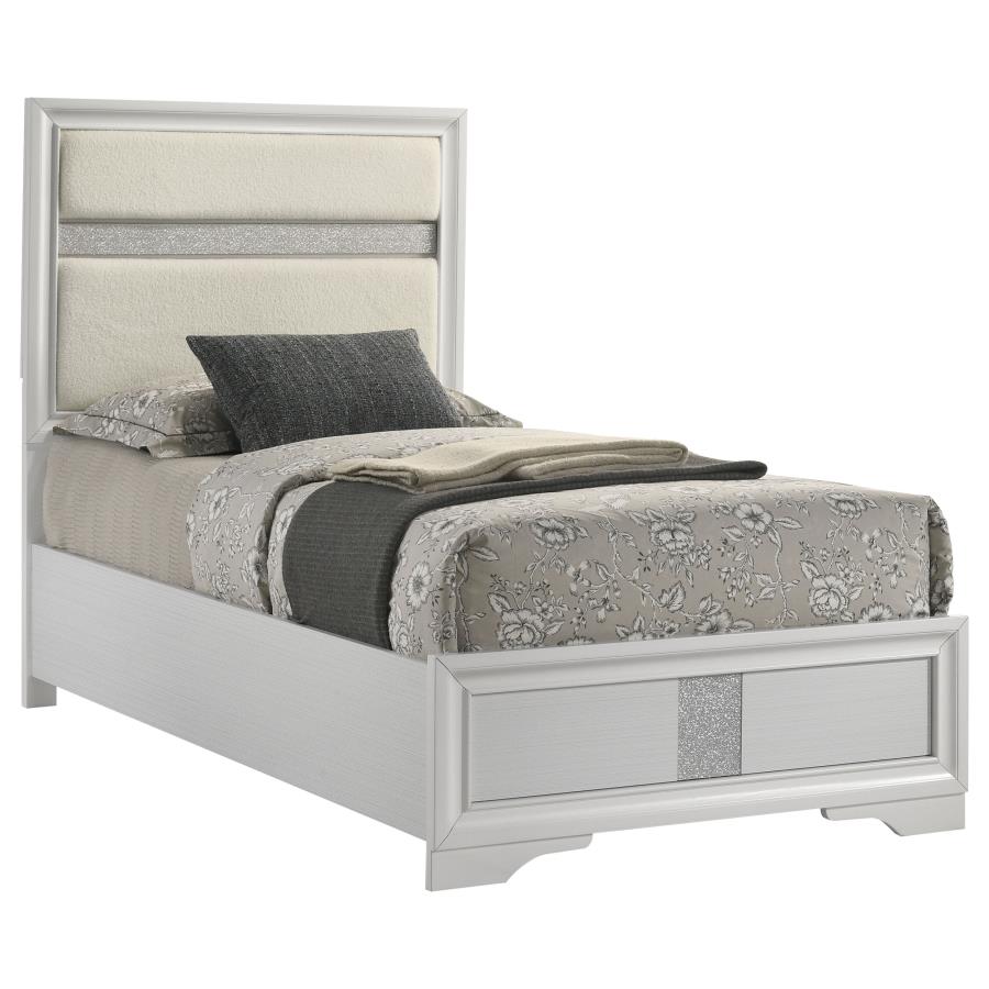 Miranda 54-inch Upholstered Panel Bed White 205110 - Venini Furniture 