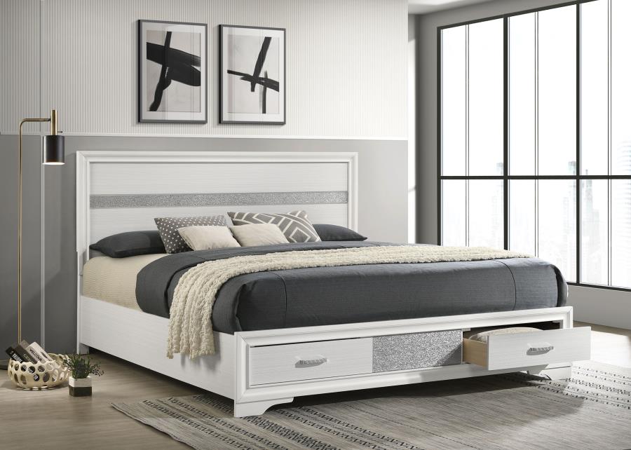 Miranda 51-inch Wood Full Storage Panel Bed White 205111 - Venini Furniture 