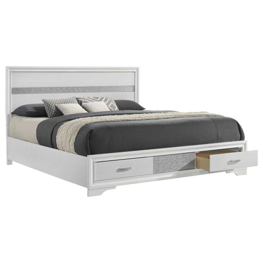 Miranda 51-inch Wood Full Storage Panel Bed White 205111 - Venini Furniture 