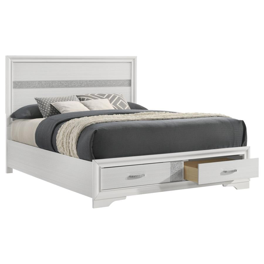 Miranda 51-inch Wood Full Storage Panel Bed White 205111 - Venini Furniture 