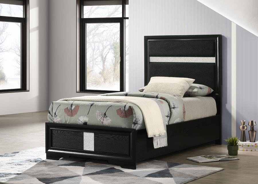 Miranda 54-inch Upholstered Panel Bed Black 206360 - Venini Furniture 