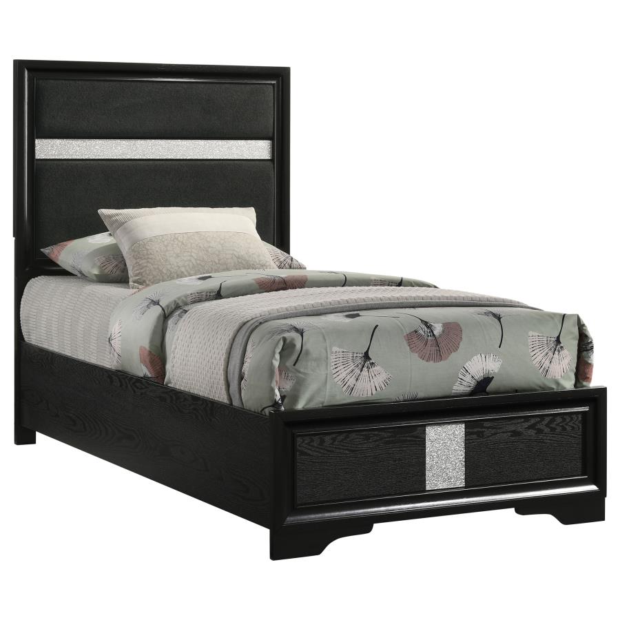 Miranda 54-inch Upholstered Panel Bed Black 206360 - Venini Furniture 