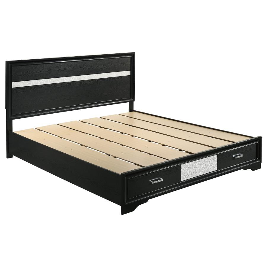 Miranda 51-inch Wood Storage Panel Bed Black 206361 - Venini Furniture 