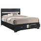 Cama Queen con paneles de almacenaje de madera Miranda, color negro 206361Q 