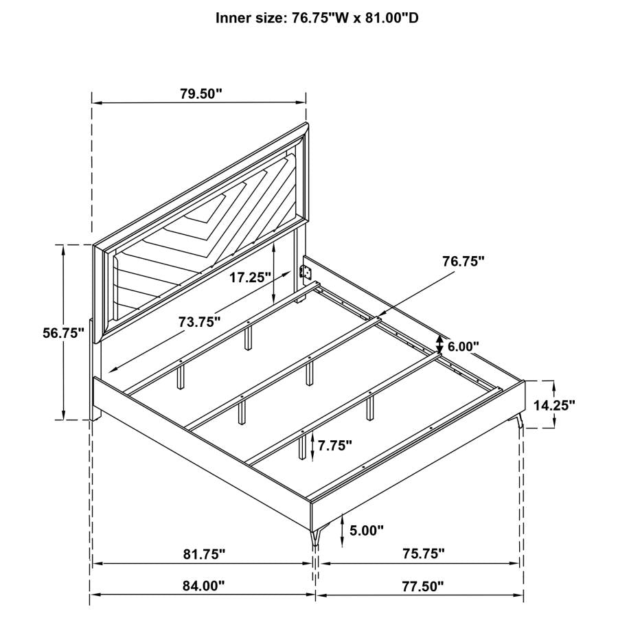 Cassia 4 or 5 piece Eastern King LED Bedroom Set White High Gloss