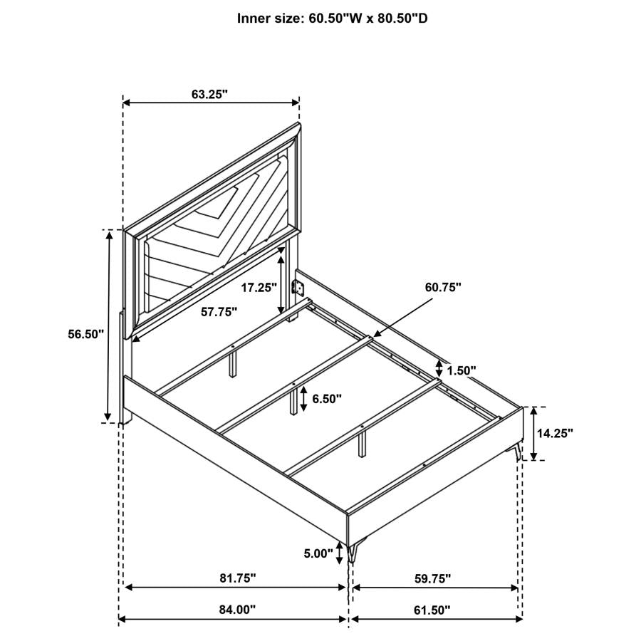 Cassia 4 or 5 piece Eastern King LED Bedroom Set White High Gloss