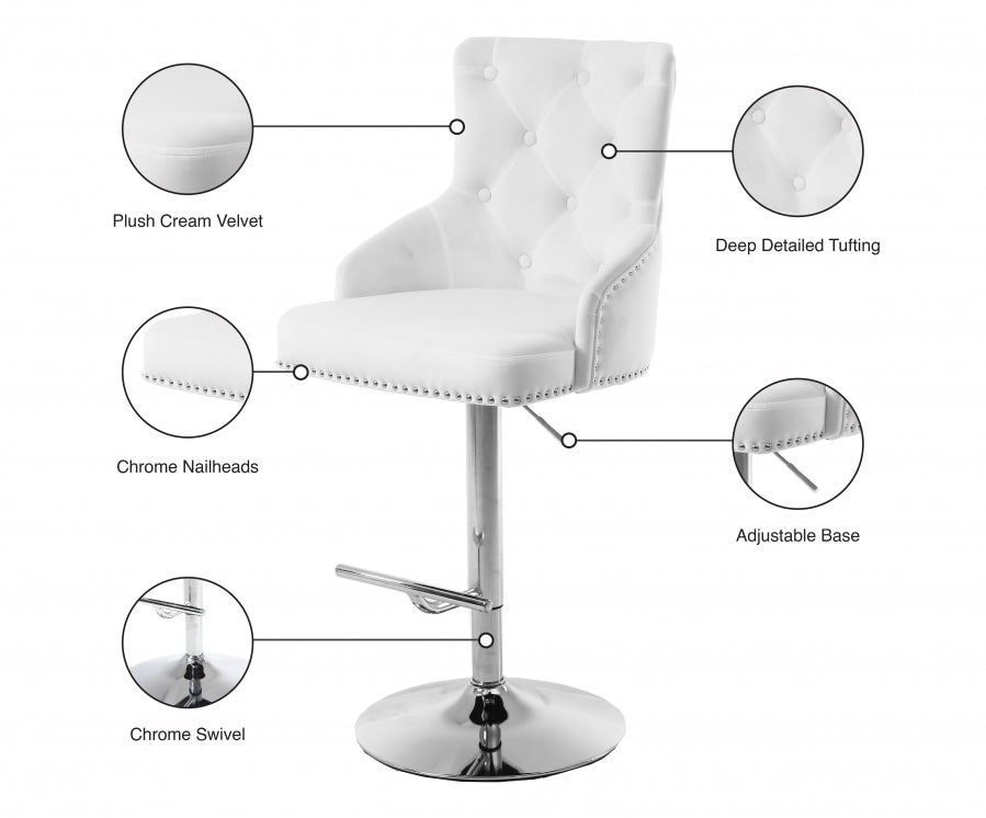 Claude Velvet Adjustable Bar | Counter Stool SKU: 709White