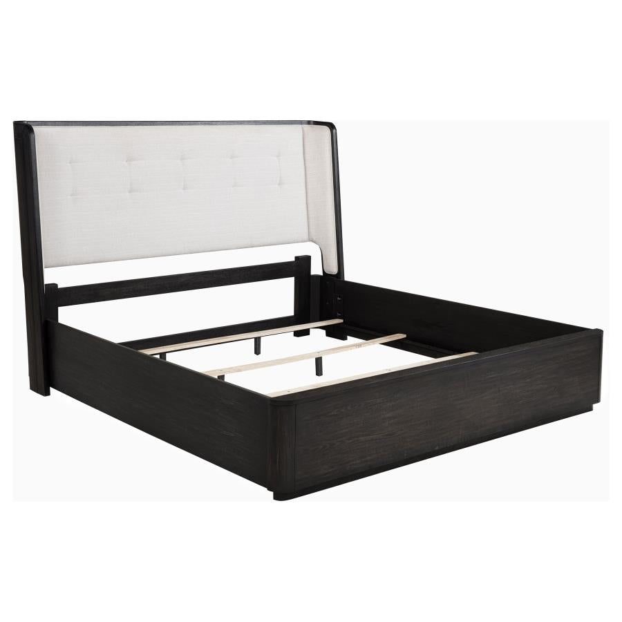 Leandro 55-inch Wingback Bed Burnished Black California King 222491KW, Eastern King 222491KE AND Queen 222491Q - Venini Furniture 