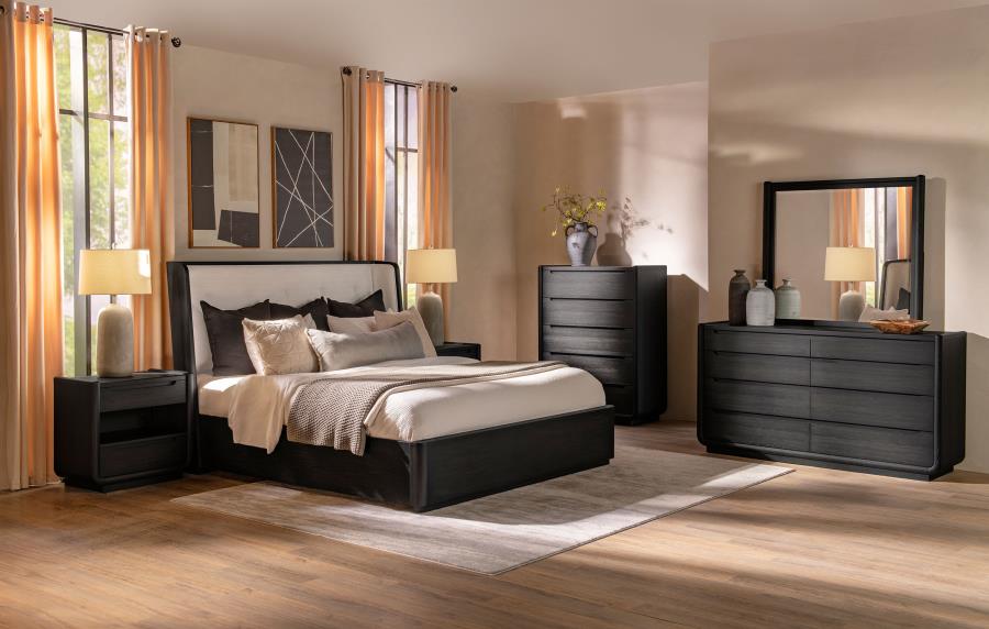 Leandro 5-drawer Bedroom Chest of Drawers Burnished Black 222495 - Venini Furniture 