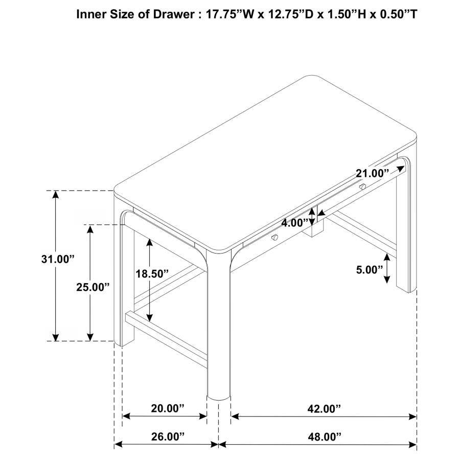 Solano 2-drawer Makeup Table Vanity Desk Weathered Mango 222527