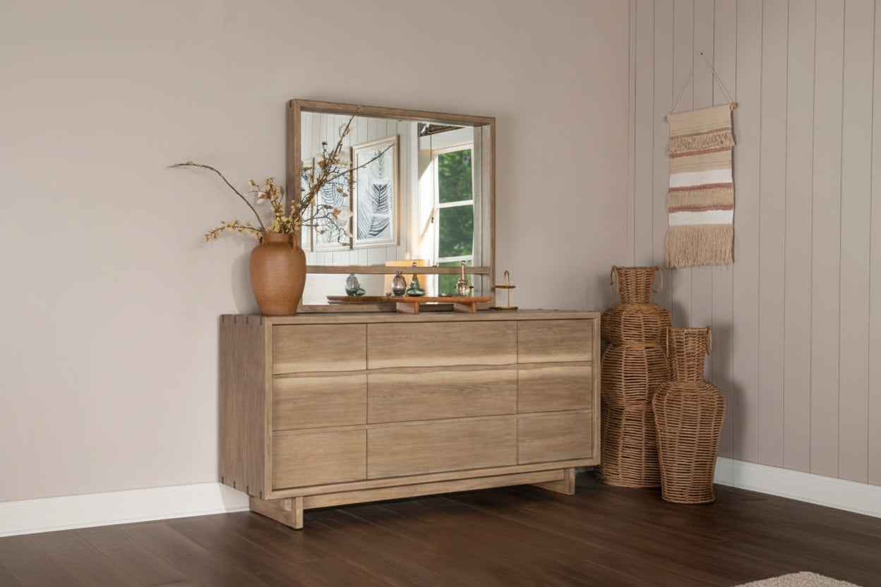 StillStillwater 9-Drawer Dresser with Mirror and Jewelry Shelf – Weathered Oak 222803M