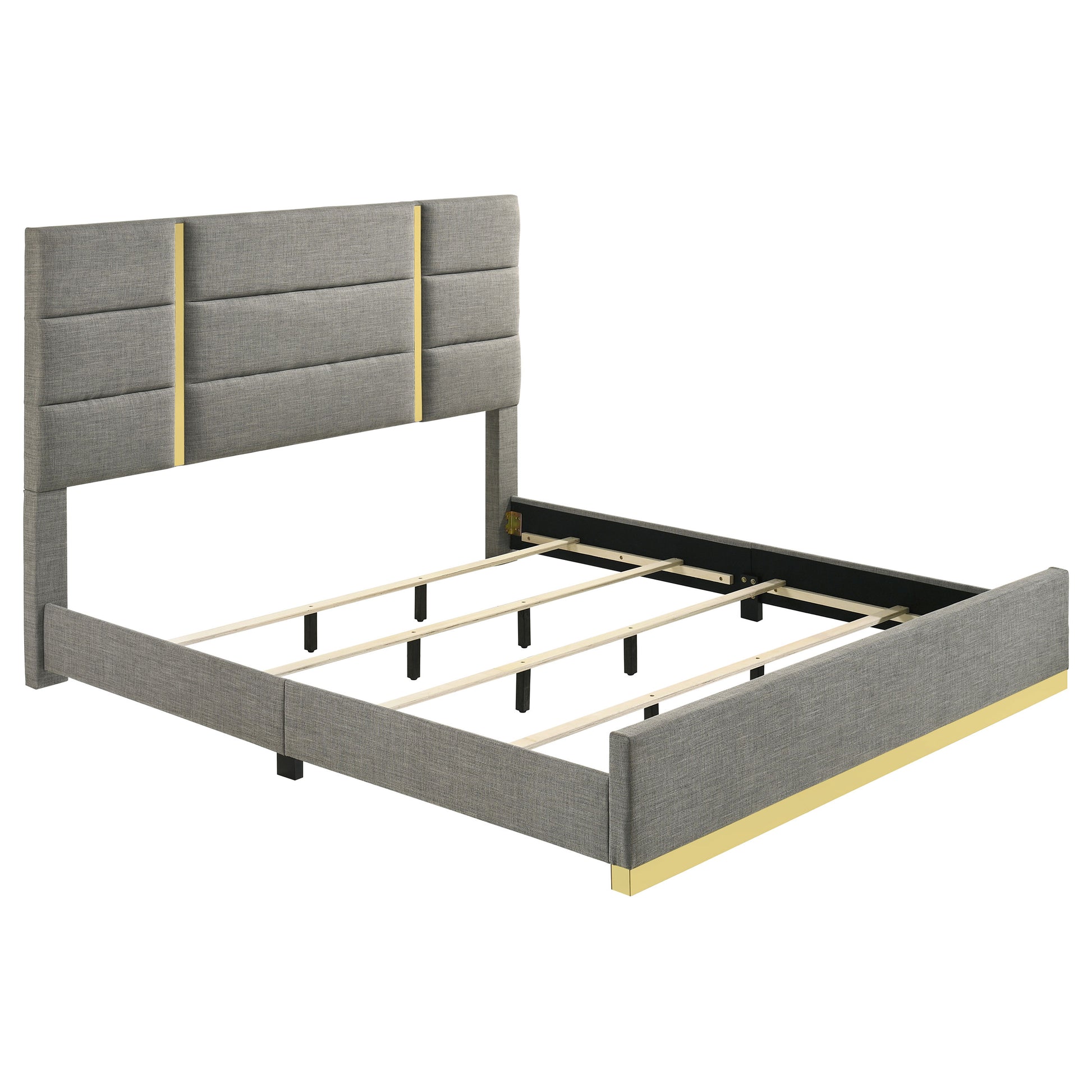 Ines 56-Inch Fabric Upholstered Panel Bed – Gray Available in Queen & Eastern King - Venini Furniture 