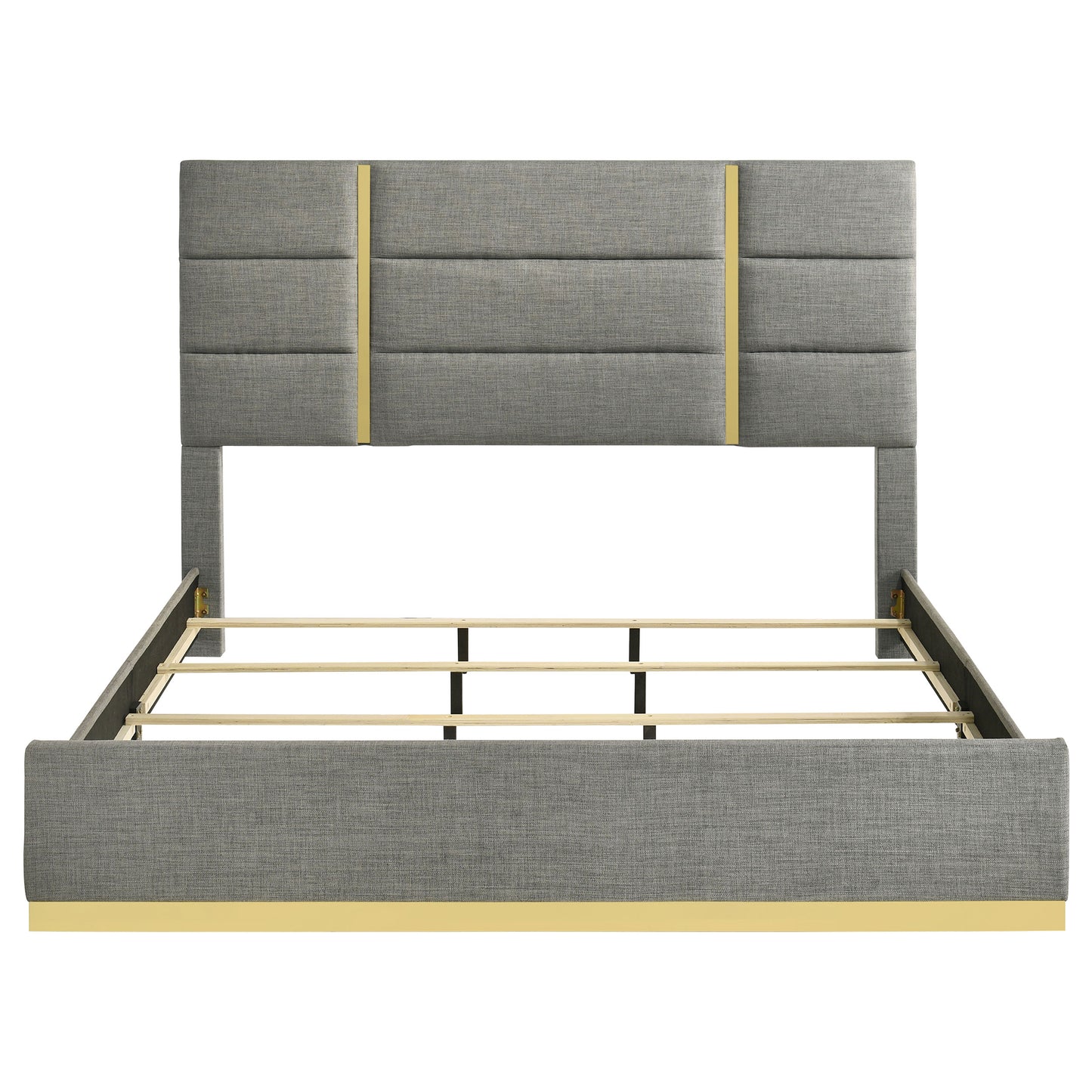 Ines 56-Inch Fabric Upholstered Panel Bed – Gray Available in Queen & Eastern King - Venini Furniture 