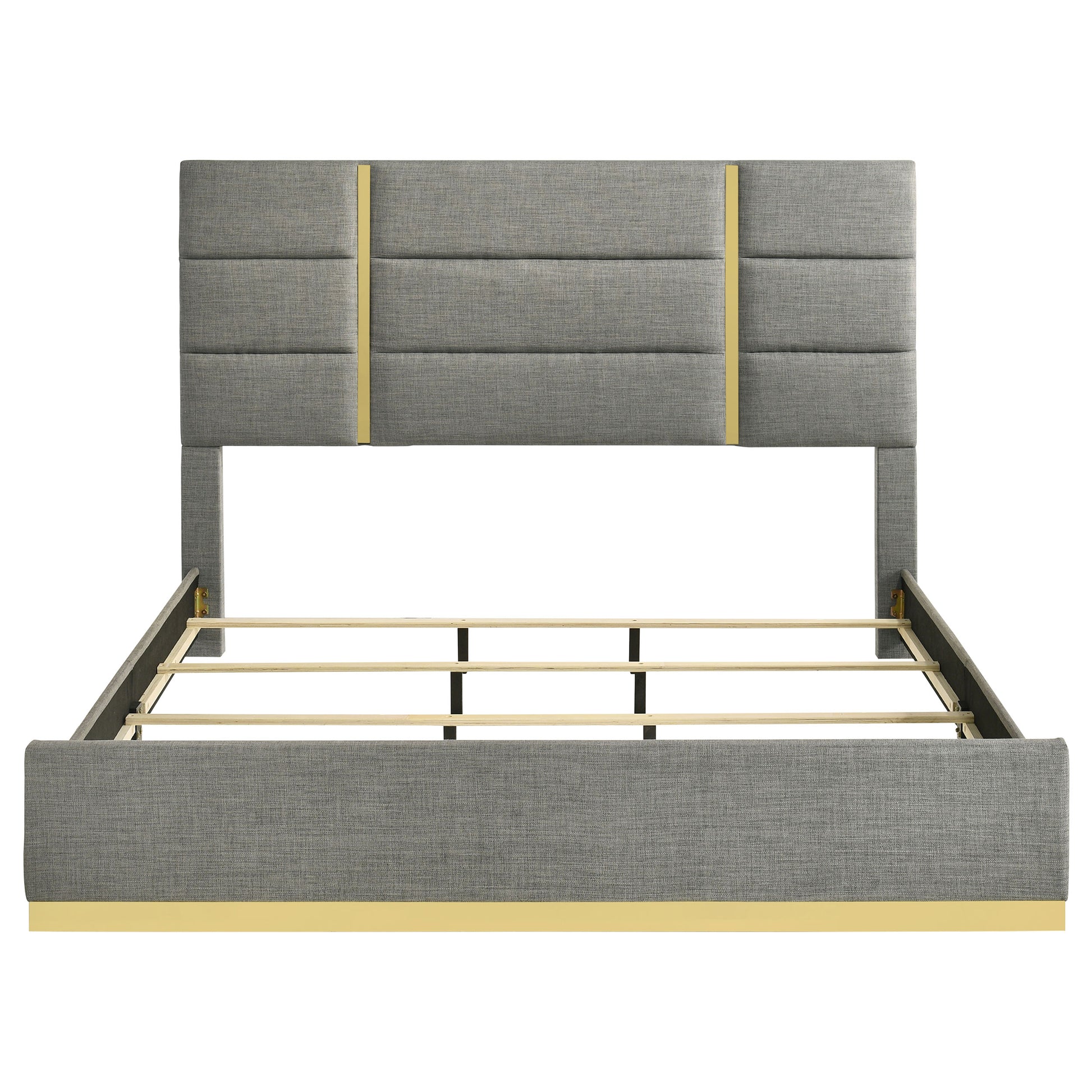 Ines 56-Inch Fabric Upholstered Panel Bed – Gray Available in Queen & Eastern King - Venini Furniture 