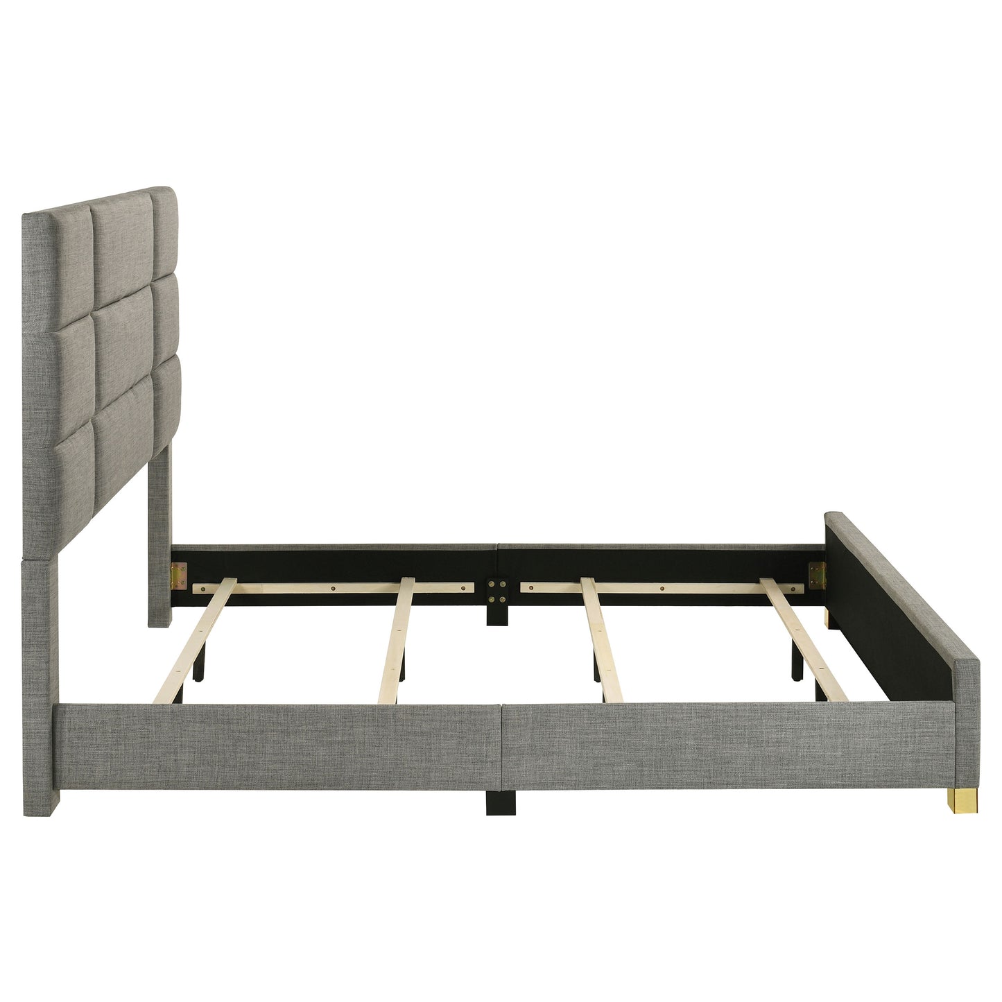 Ines 56-Inch Fabric Upholstered Panel Bed – Gray Available in Queen & Eastern King - Venini Furniture 