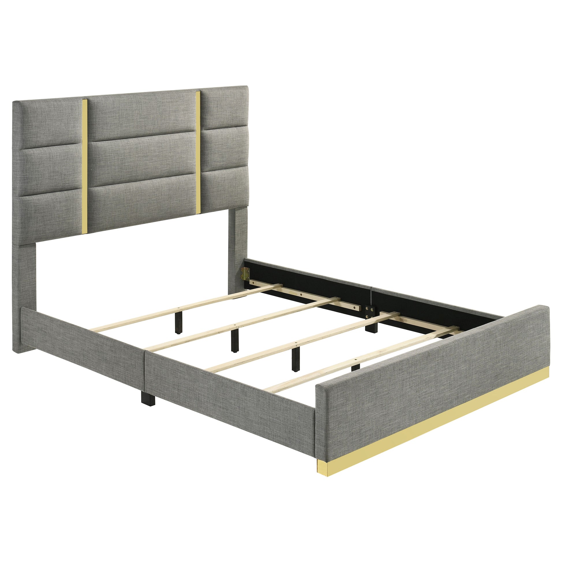 Ines 56-Inch Fabric Upholstered Panel Bed – Gray Available in Queen & Eastern King - Venini Furniture 