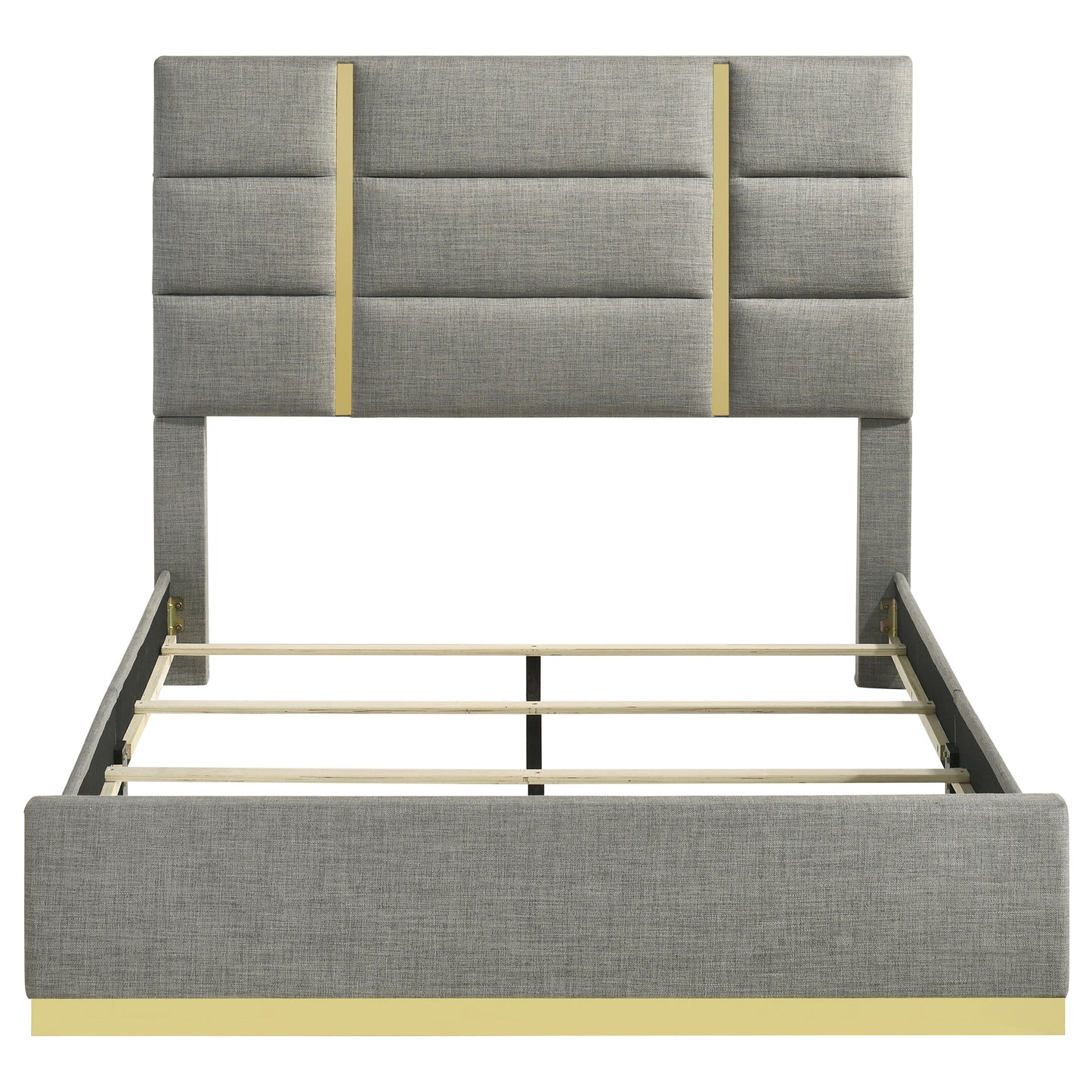 Ines 56-Inch Fabric Upholstered Panel Bed – Gray Available in Queen & Eastern King - Venini Furniture 
