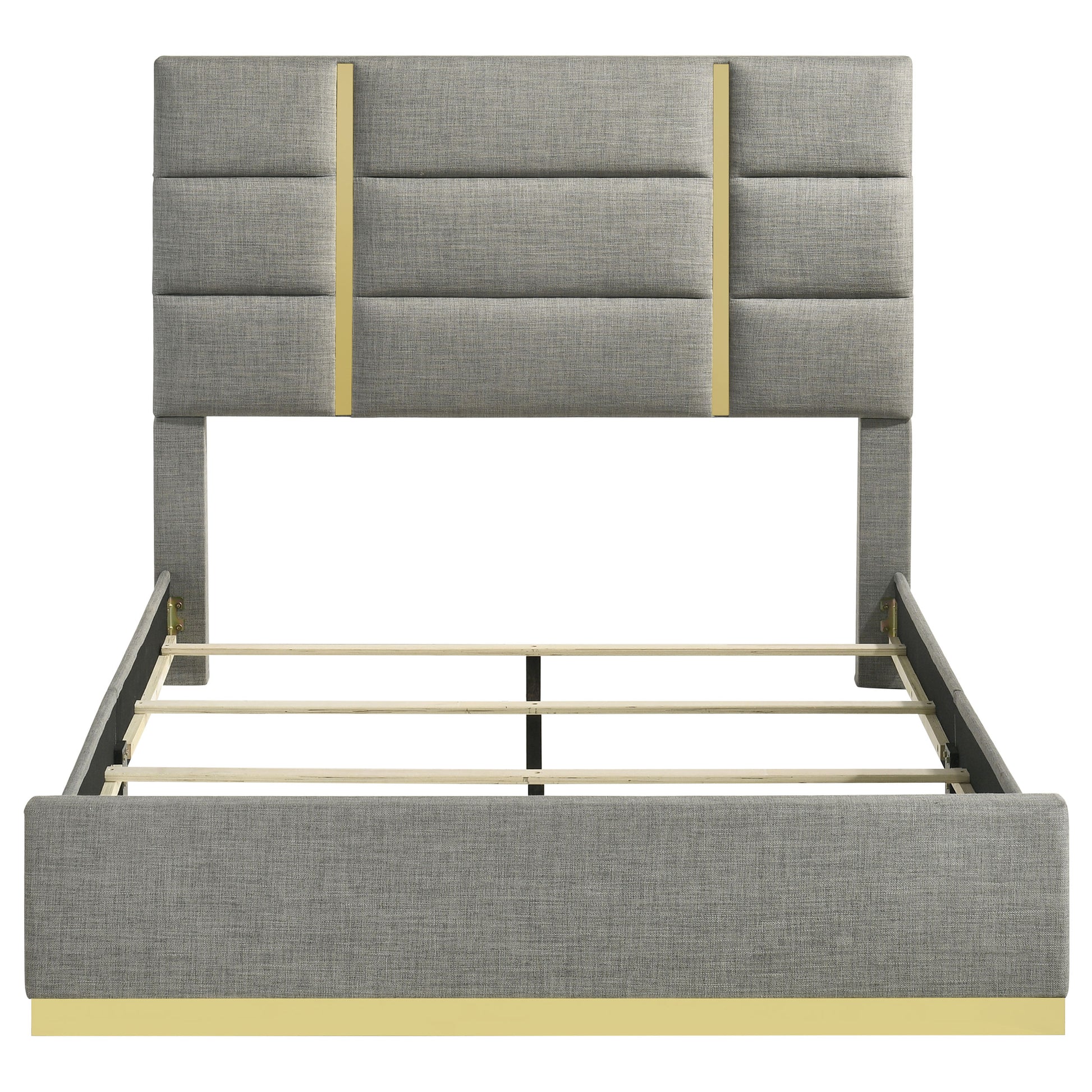 Ines 56-Inch Fabric Upholstered Panel Bed – Gray Available in Queen & Eastern King - Venini Furniture 