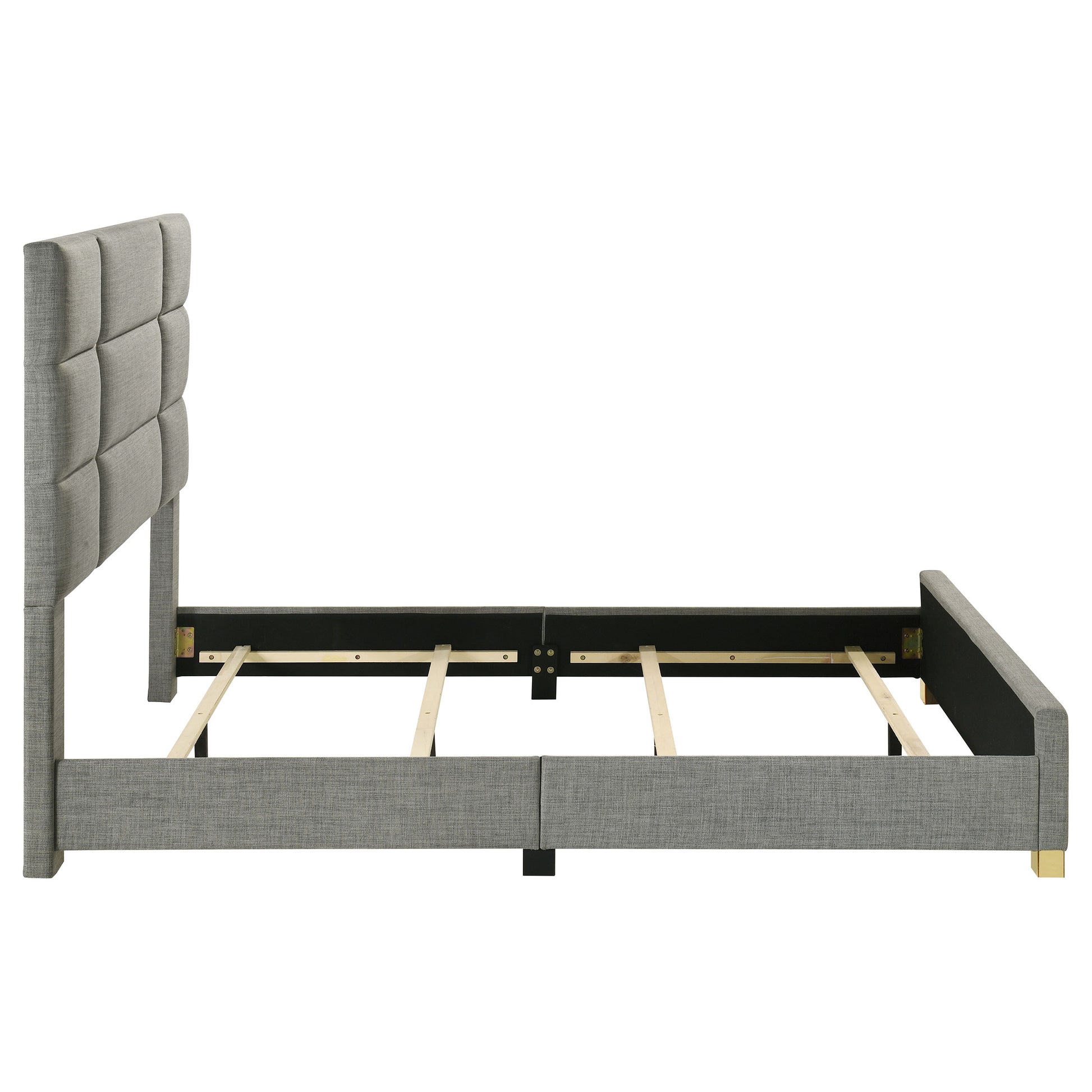 Ines 56-Inch Fabric Upholstered Panel Bed – Gray Available in Queen & Eastern King - Venini Furniture 