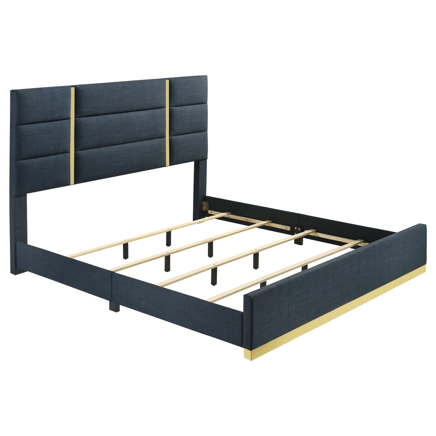 Ines 56-Inch Fabric Upholstered Panel Bed – Navy Available in Queen & Eastern King - Venini Furniture 