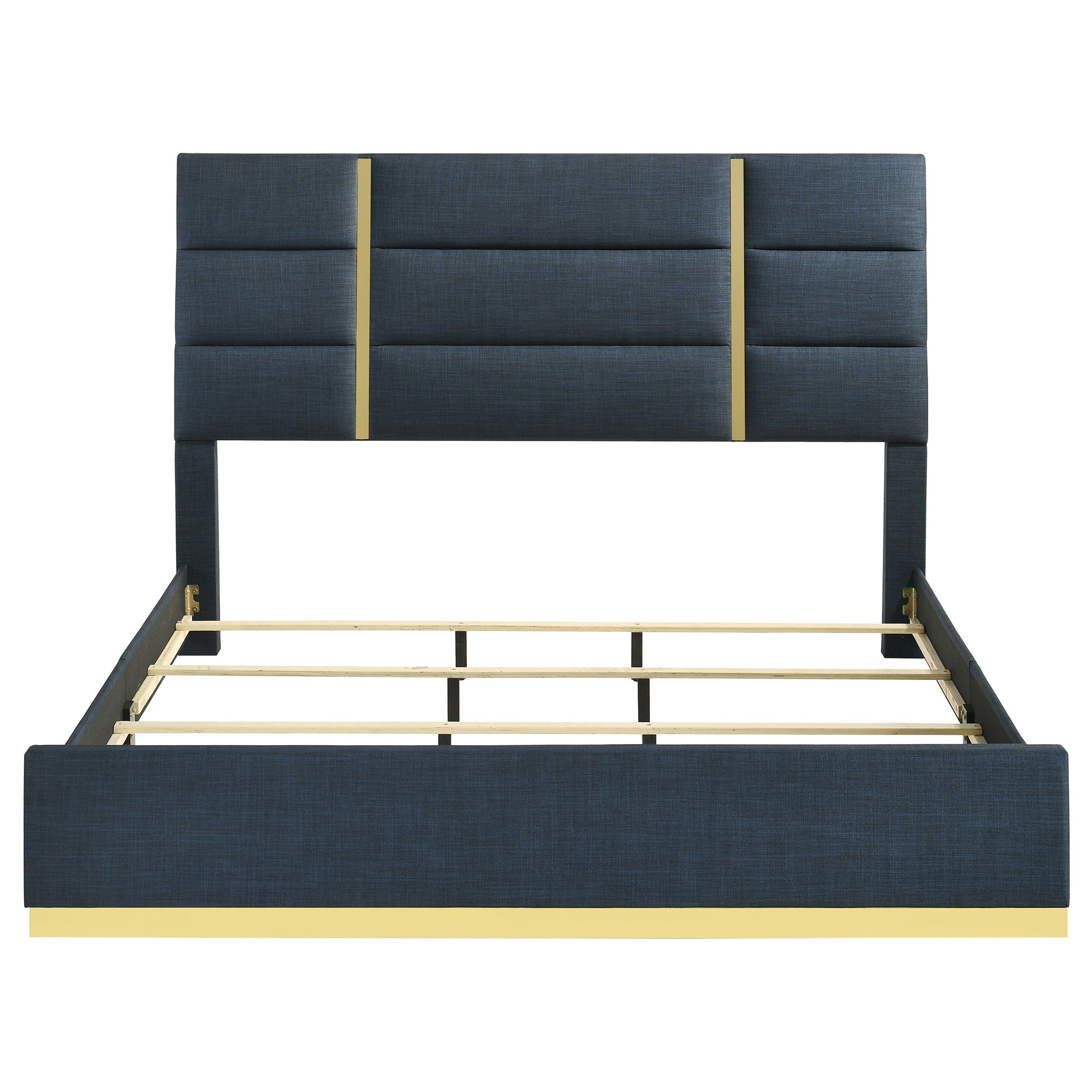 Ines 56-Inch Fabric Upholstered Panel Bed – Navy Available in Queen & Eastern King - Venini Furniture 