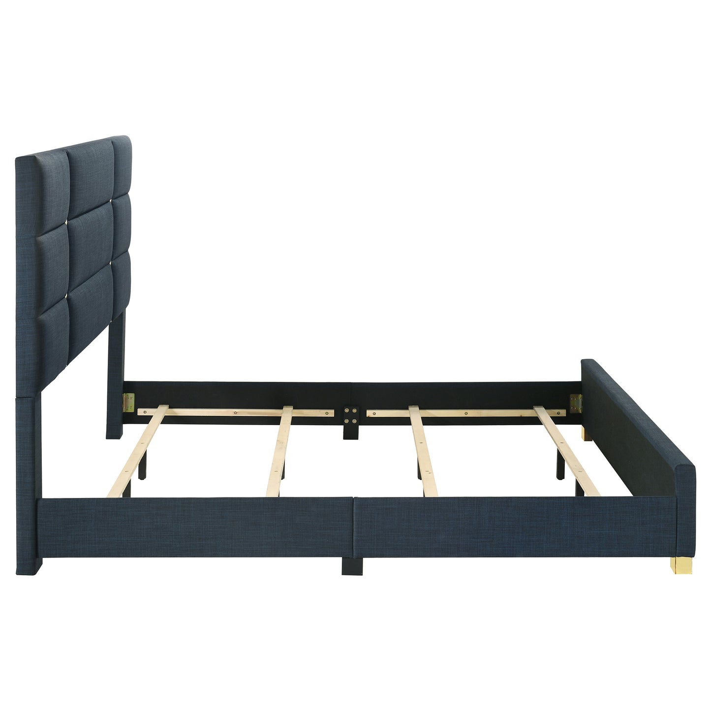 Ines 56-Inch Fabric Upholstered Panel Bed – Navy Available in Queen & Eastern King - Venini Furniture 