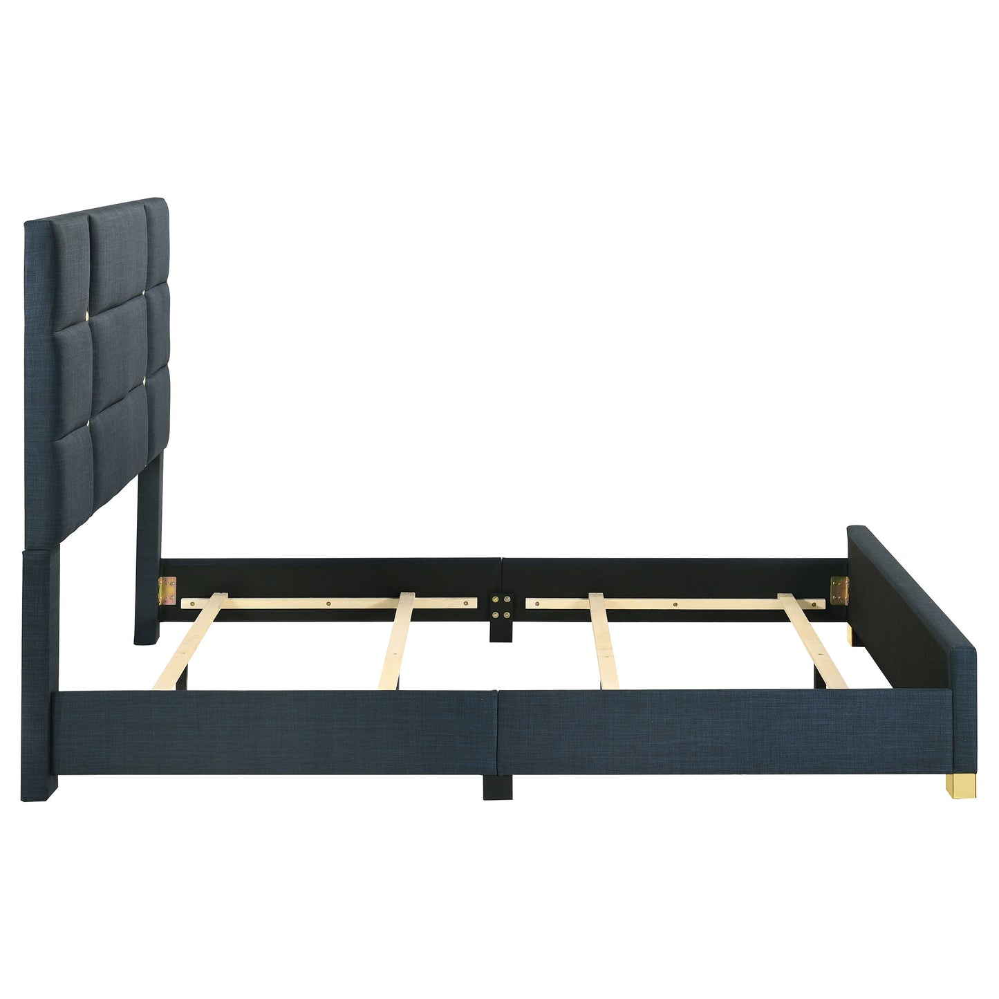 Ines 56-Inch Fabric Upholstered Panel Bed – Navy Available in Queen & Eastern King - Venini Furniture 