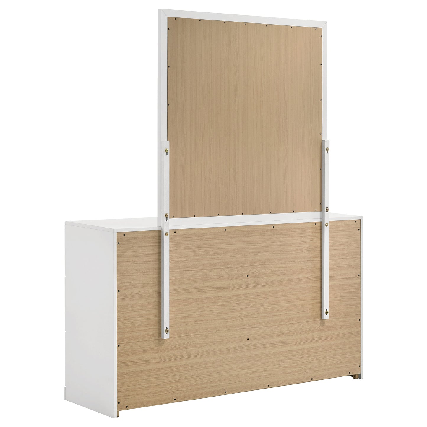 Ines 6-drawer Bedroom Dresser with Mirror White High Gloss 223093M - Venini Furniture 