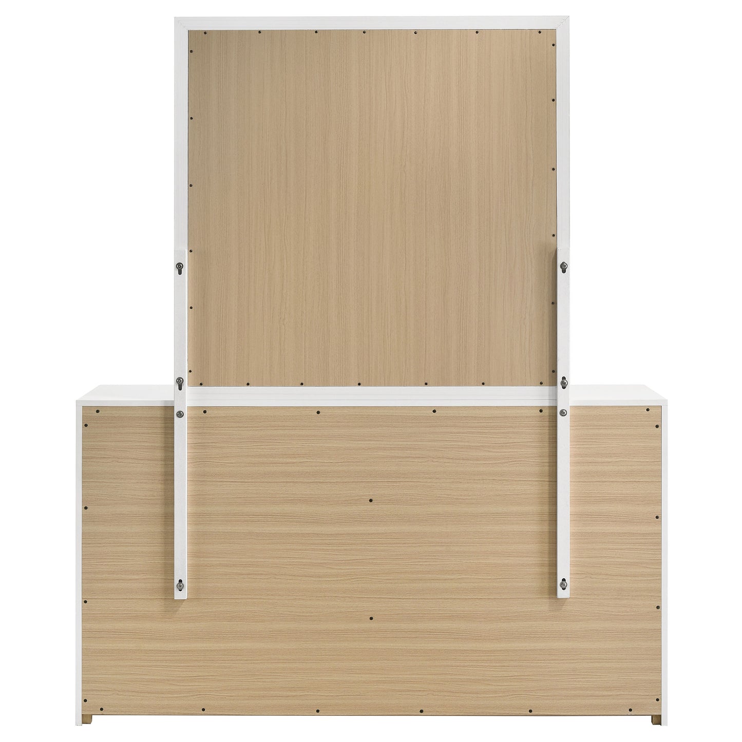 Ines 6-drawer Bedroom Dresser with Mirror White High Gloss 223093M - Venini Furniture 