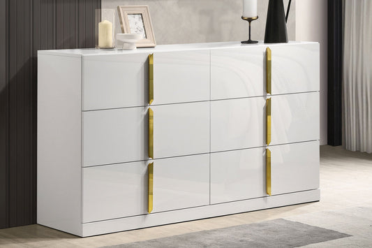 Ines 6-drawer Bedroom Dresser Cabinet White High 223093 - Venini Furniture 