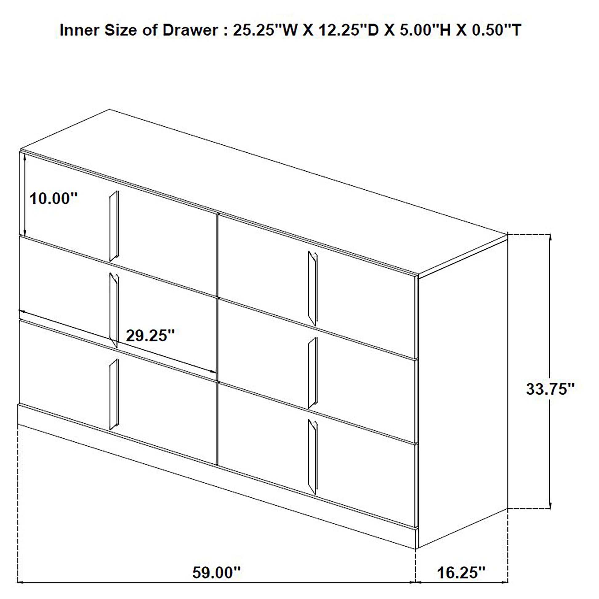 Ines 6-drawer Bedroom Dresser Cabinet White High 223093 - Venini Furniture 