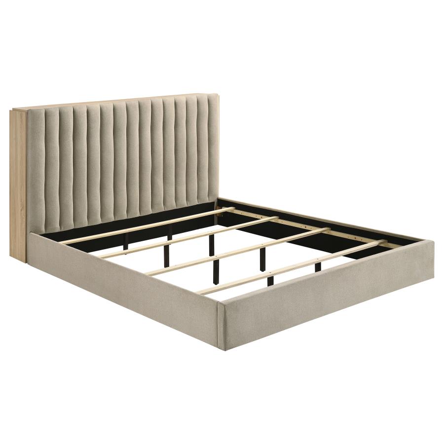 Arielle Eastern King Or Queen Bookcase Panel Storage Bed Light Oak.