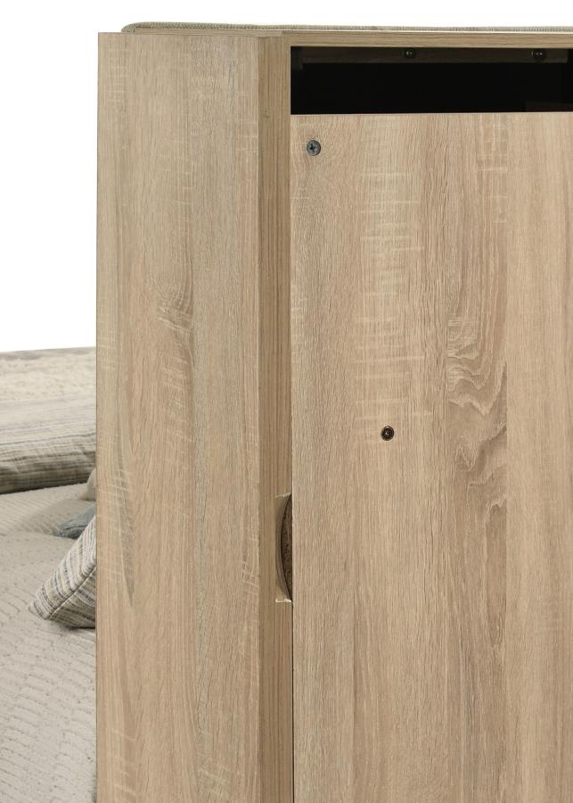 Arielle Eastern King Or Queen Bookcase Panel Storage Bed Light Oak.